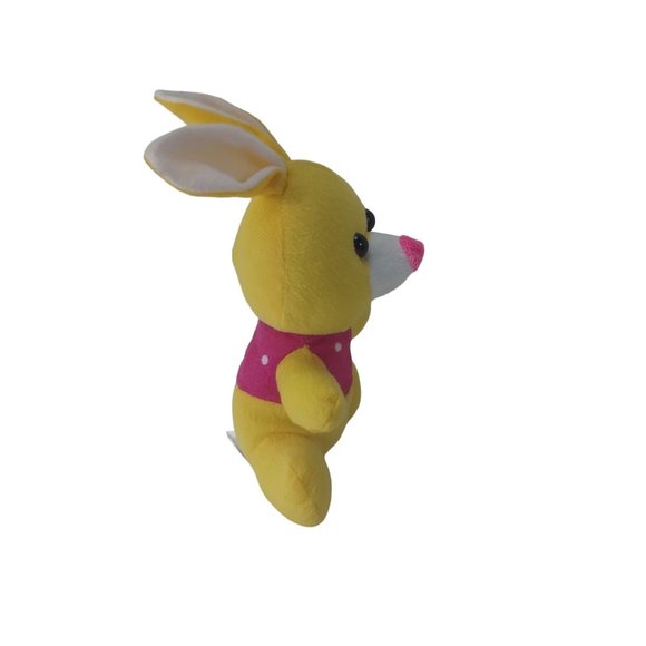 Kellytoy Bunny Rabbit Yellow/Pink Polkadot Plush 7" Stuffed Animal - Picture 3 of 6